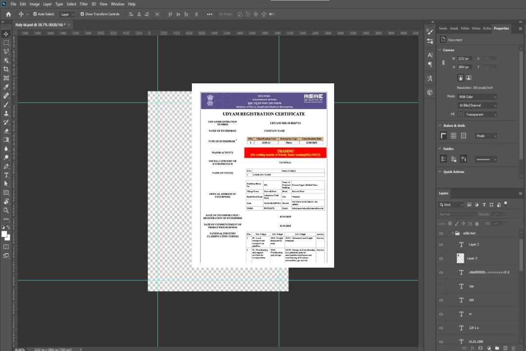 Modèle Word et PDF de certificat d'enregistrement India Udyam, version 3 template
